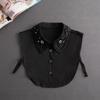 Front Tie White Fake Collar Stand Beads Detachable Collar Fake Women Vintage Crystal Lace Ladies False Blouse Collar Half Shirt