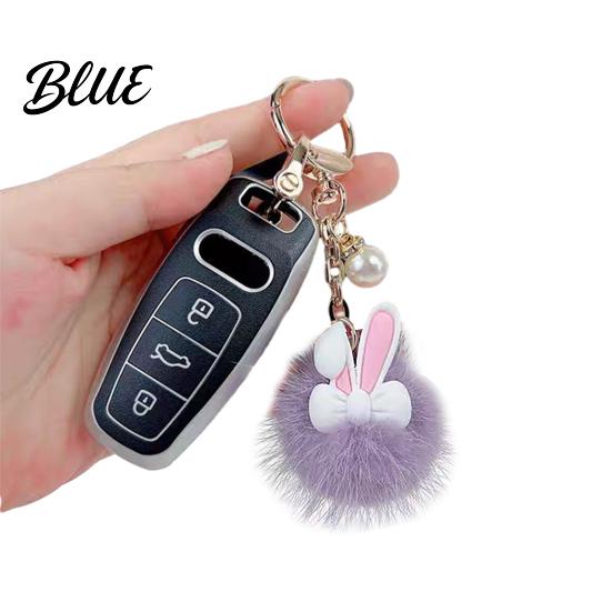 Plush Rabbit Keychain Ear Soft Ball Charm Key Chain Car