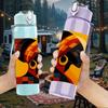 1PC Black Woman Profile Ethnic Art Print 750ml Color Plastic Sports Water Bottle Leakproof Flip Straw Lid Suitable for Sports Office Home Use