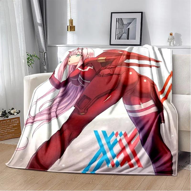 3D Sexy Girl Zero Two DARLING In FRANXX Soft Plush Blanket,Flannel Blanket Throw Blanket for Living Room Bedroom Bed Sofa Picnic