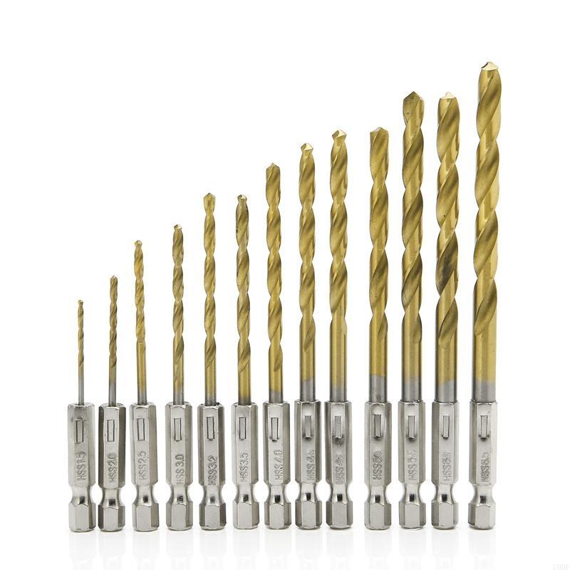 

Shipping 13pcs Hex Shank Quick change Cobalt Drill Bit Set Multi Bits золотий