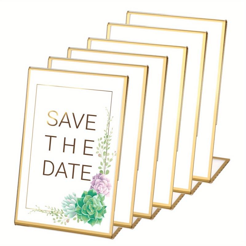 6/12pcs A6 Acrylic Sign Holders Table Stands Golden Frame Advertising Stand Showcasing Wedding Table Numbers Menu Counter Stands