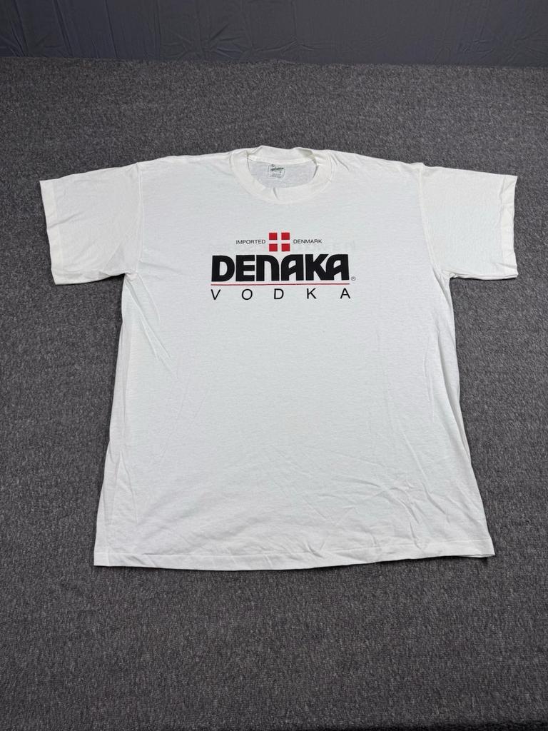 RP Sportswear Denaka Vodka T Shirt Mens Size XL White Vintage 1980s Liquor