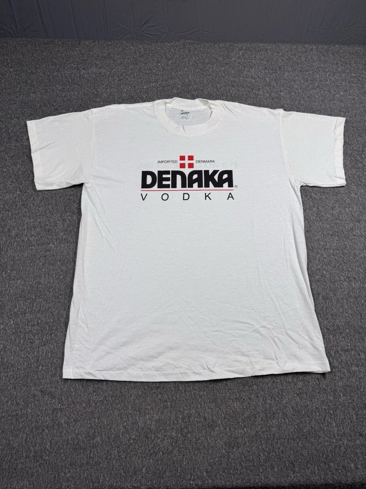 

RP Sportswear Denaka Vodka T Shirt Mens Size XL White Vintage 1980s Liquor L