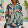 Women Plus Size Abstract Watercolor Printed Long Sleeve Drawstring Hoodie With Kangaroo Pocket