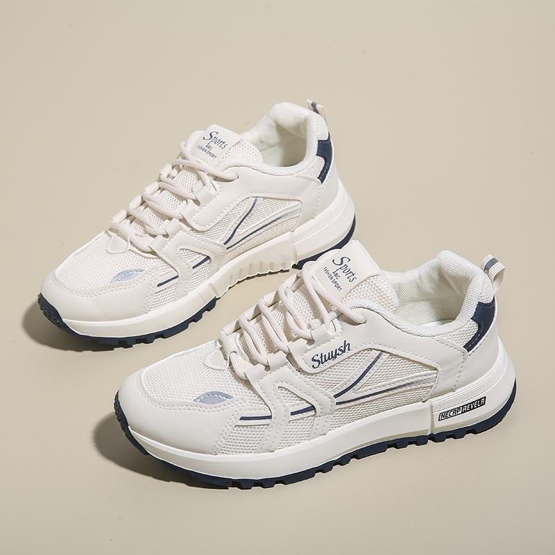 Womens Fashion Lace up Casual Sneakers Lightweight Soft Sole Running Shoes for Women Thick Soled Mesh Breathable Sports Shoes