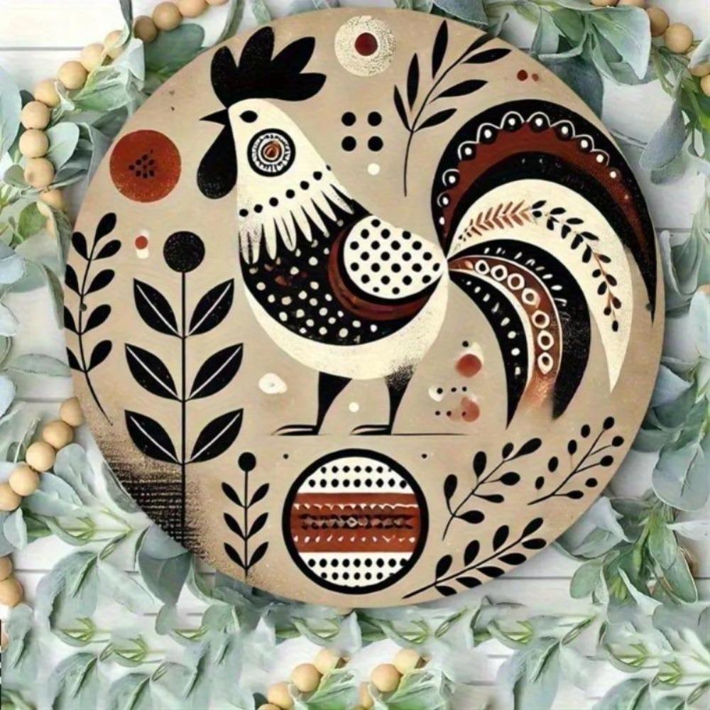 Décoration Murale Métallique Vintage Rétro Coq Coloré Signe en Fer Blanc Gaufré Maison