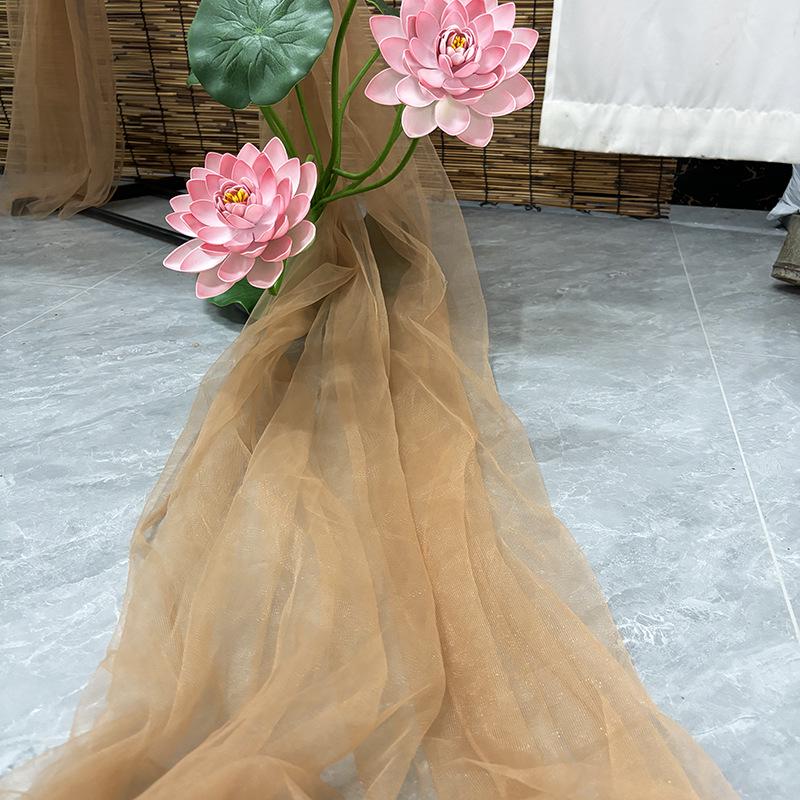 Light Pink Cherry Blossom Gauze Curtain with Pink Jade and Pink Bean Paste Highlights - Swiss Mosquito Net Yarn for Beauty Salon Ceiling.