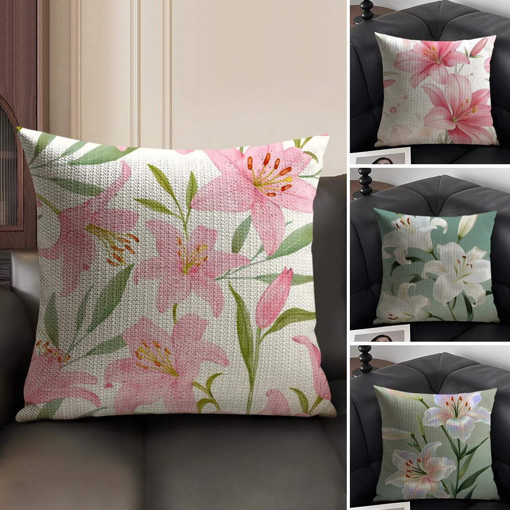 Lily Luxury Cushion Cover Natural Linen Organic Fabric Double-Sided Printing Sofa Home Decor Gift Pillow Case