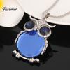 Owl Pendant Necklace Faux Crystal for Women, Long Blue Sweater Stylish Layering Accessory Chain, Fashion Alloy Jewelry Daily Wear & Decoration Unique