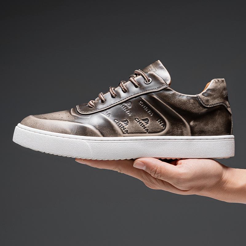 Extra large size men's shoes spring 2025 new trend board shoes British style color polishing casual shoes soft sole white shoes men