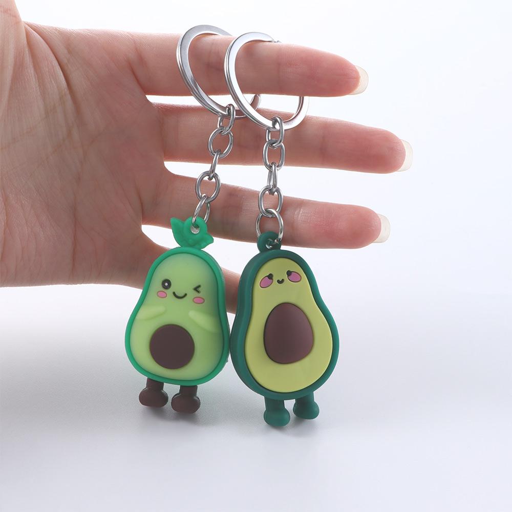 Couple Key Rings Bag Pendant Jewelry 3D Keychain Simulated Fruit Smiling Avocado Avocado Keychain