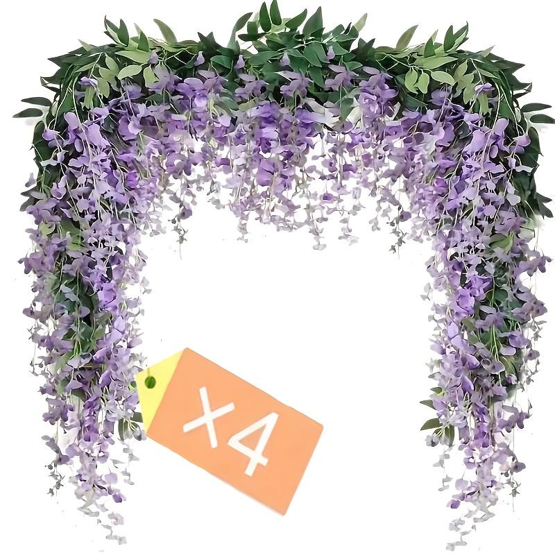

Набор из 4 искусственных подвесных цветов глицинии для свадебной арки, вечеринки, сада, домашнего декора - Идеально для Св. День святого Патрика, Пасха, Уличное украшение 4pcs фиолетовый