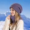 Women's Woolen Cap Thickening Warm Ear Cold Knitting Cap Two Sets
