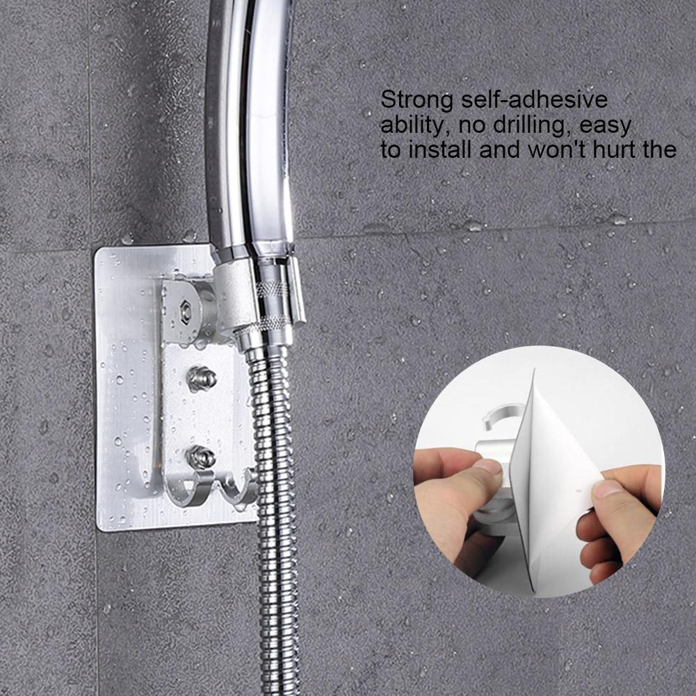 Nastavitelný hliníkový stříbrný držák držáku sprchové hlavice základna s háčky