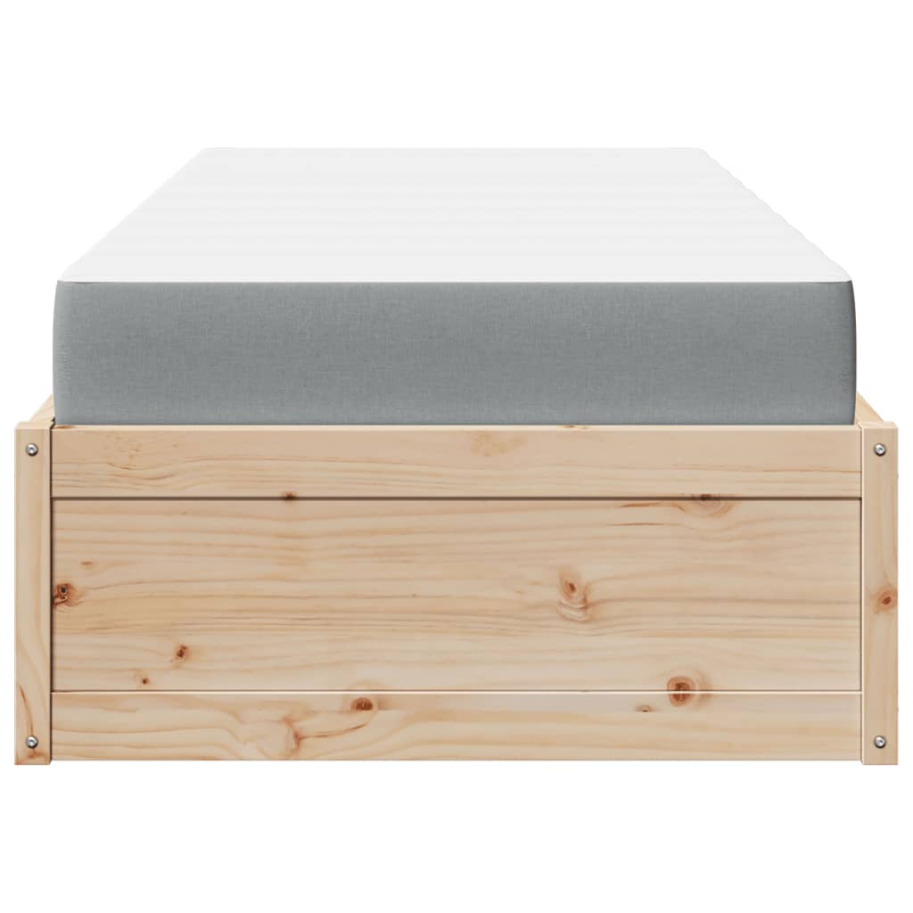 Bed with Mattress 90 X 190 Cm Solid Pine Wood