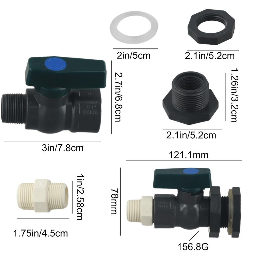 3/4 Inch Tap Bulkhead Screw Connection Valve PVC Rainwater Container Valve