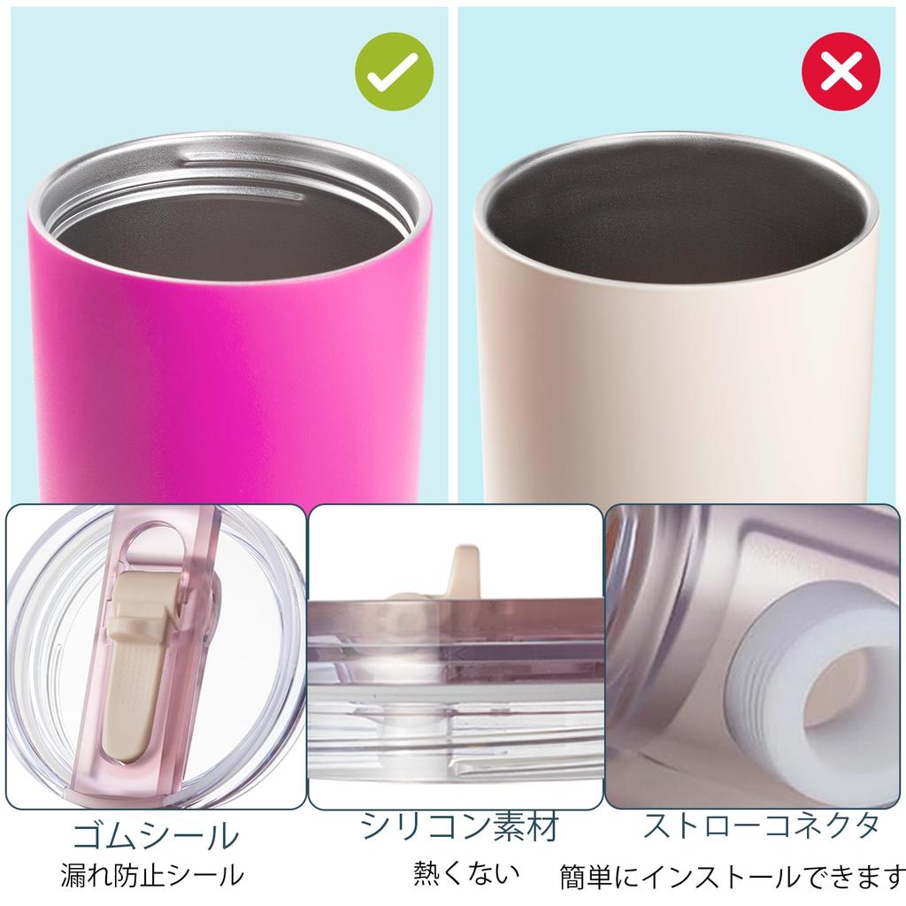 Set of 2 40oz Stanley Cup Flip Straw Lids Replacement Tumbler Removable Accessories - Leak-Proof, Spill-Proof Covers, (Pink, 30oz) [Used]