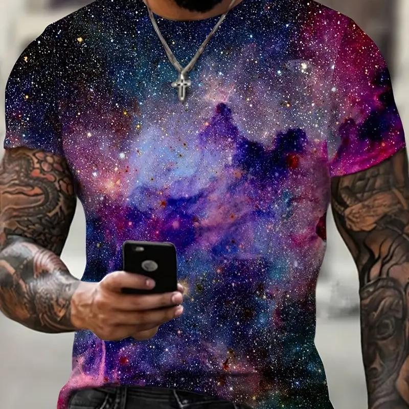 New Summer Men's Fashion T-shirt Personality Lion Printed Men's T-shirt Top