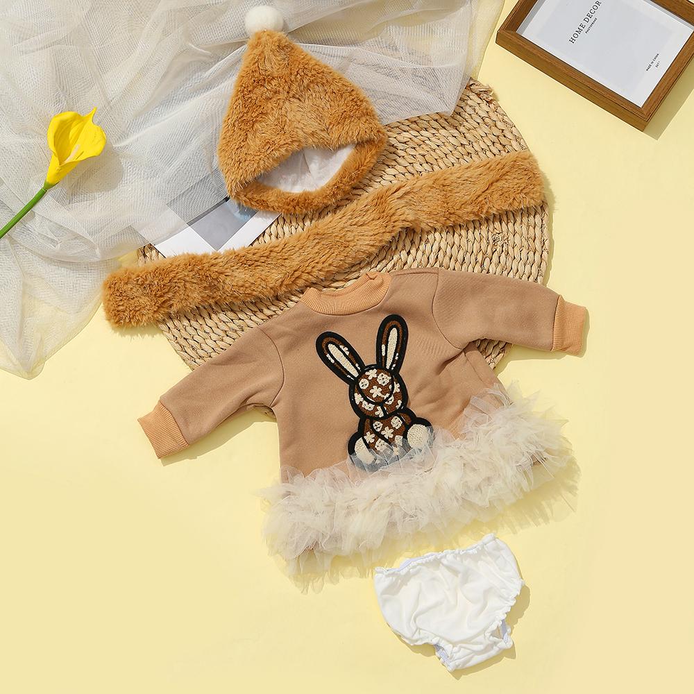 Wiedergeborene Puppenkleidung für 55cm Puppe Plüschkleid und Hosen-Set Kleidung Zubehör Für 21,65 Zoll Baby Puppe Spielzeug Kleidung Zubehör