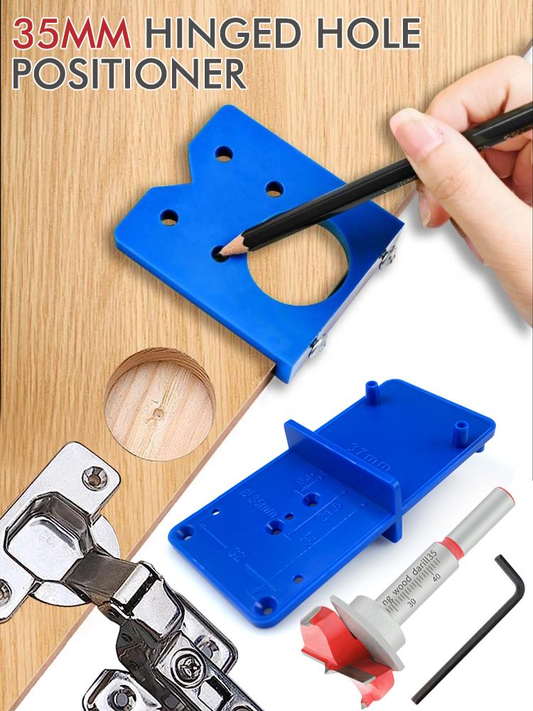 35mm Hinge Drilling Jig, Door Panel Hinge Positioning Template, Woodworking Hinge Drilling and Installation Aid