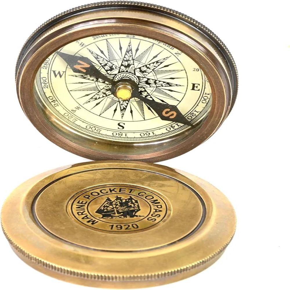 Handmade Brass Sundial Compass with Engraved Poem – Antique Vintage Maritime Collectible (7.62 Cm)