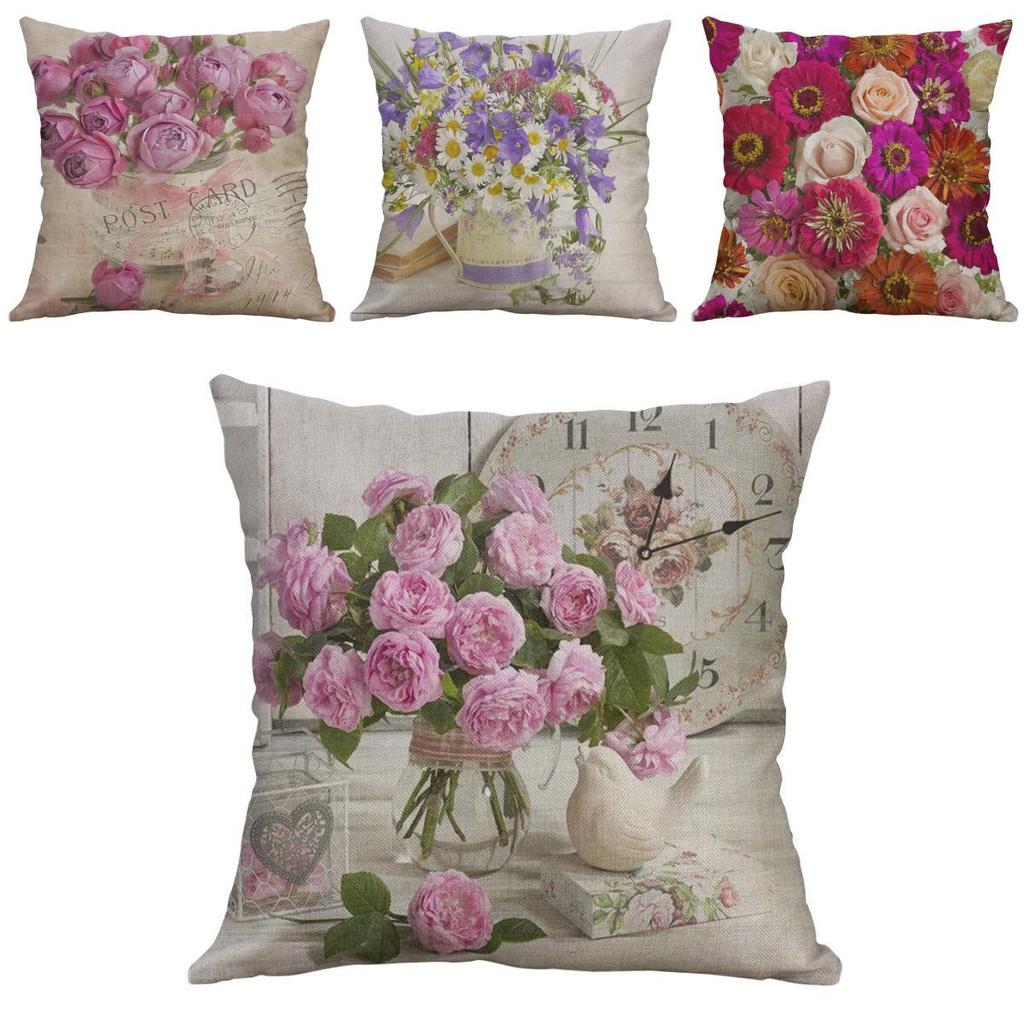 Vintage Flower Cotton Linen Cushion Cover Soft Decorative Pillow Case For Home Comfort