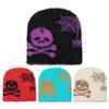 TEMU Warm Cold Hats Men's and Women's Skulls Spider Webs Plush Mink Knitted Hats Halloween