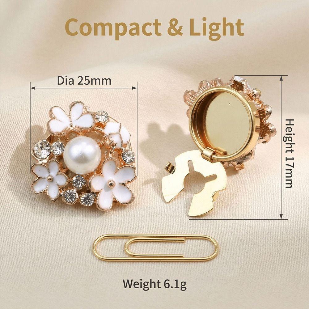 1PC Alloy Pearl Round Shirt Buckle Rhinestone Flower Cufflinksble  for Shirt Dress Decoration