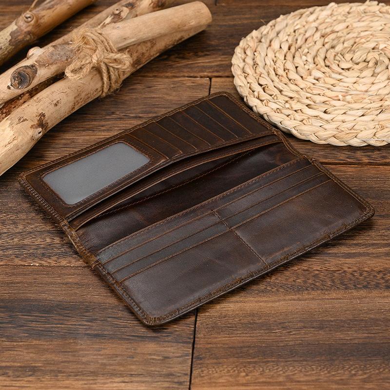 Men's Long Wallet, Genuine Leather Wallet with Multiple Card Slots, Wallet Clip with Layered Cowhide, 20% Discount Wallet, Popular Card Bag