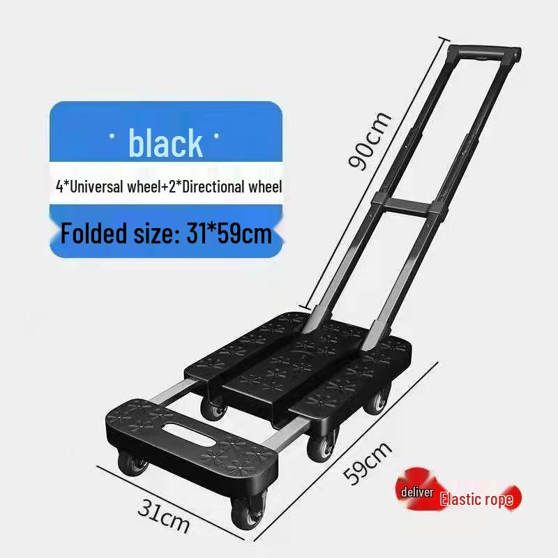 Foldable Retractable Trolley: Portable Cart for Household, Shopping, or Luggage