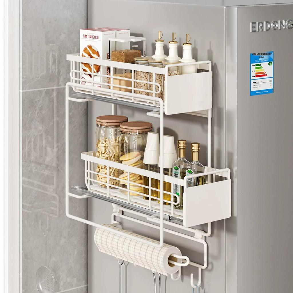 Magnetic Pull-Out Multi-Functional Spice Rack for Refrigerator Door