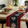 33*183cm Christmas Table Runner Set - Linen-Look Digital Print Holiday Decor for Dining Tables & Cabinets