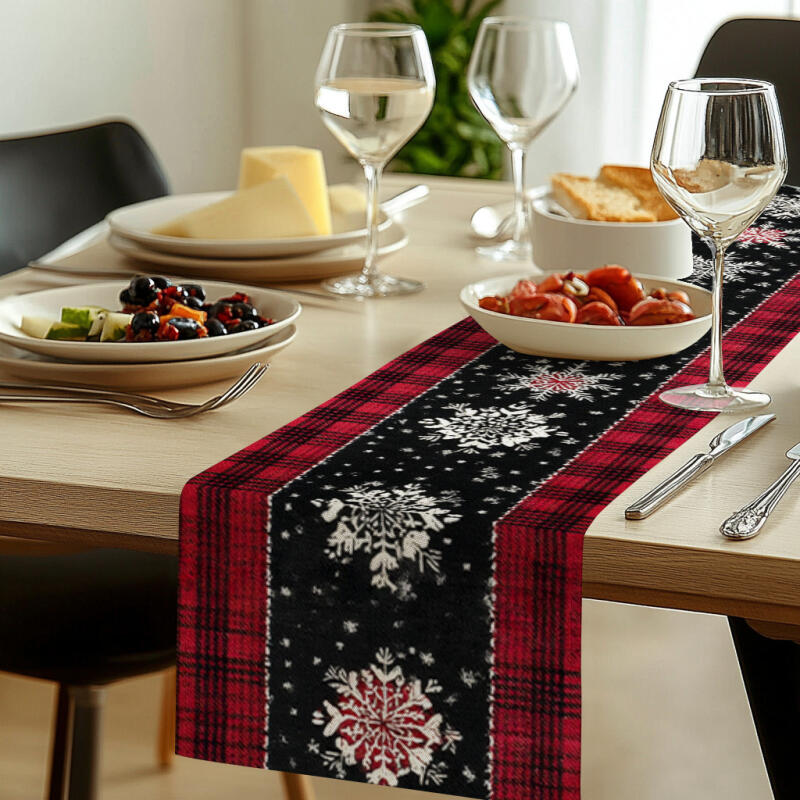 33*183cm Christmas Table Runner Set - Linen-Look Digital Print Holiday Decor for Dining Tables & Cabinets