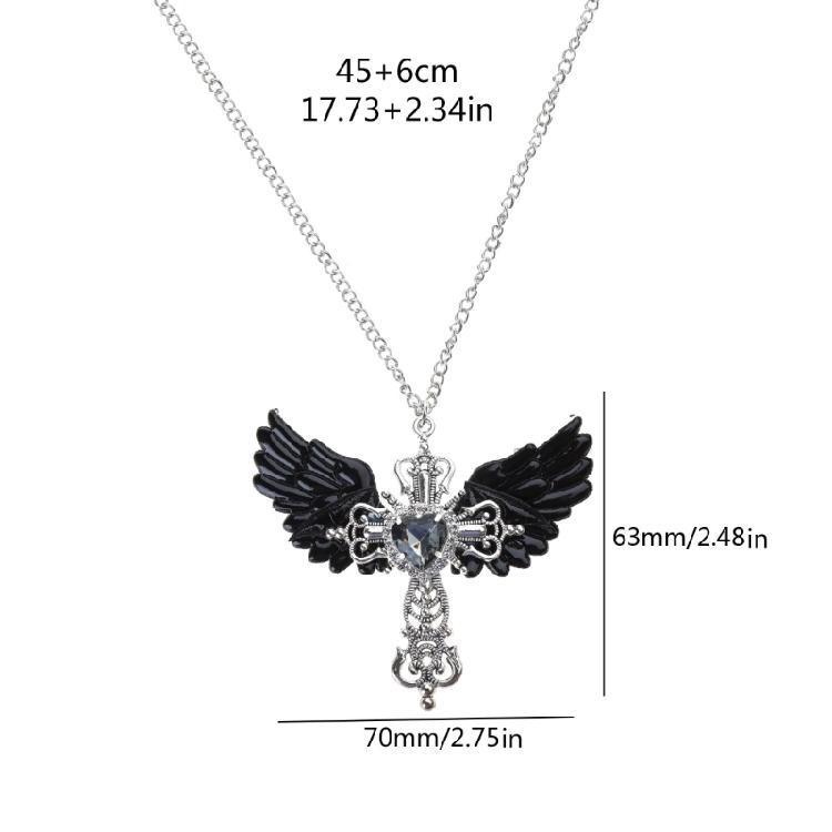 European and American Street Blue Gem Angel Crossed Clavicle Chain Necklace