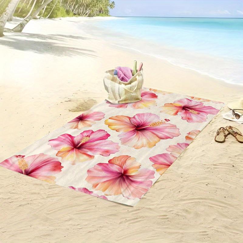Tropische Hibiskusblume Strandtuch, Schnelltrocknendes Weiches Mikrofaserhandtuch für den Sommerurlaub