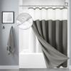 Double Layer Shower Curtain Waterproof Linen Bath Curtain Liner for Bathroom Bathtub Bathing Cover with Silver Metal Hooks