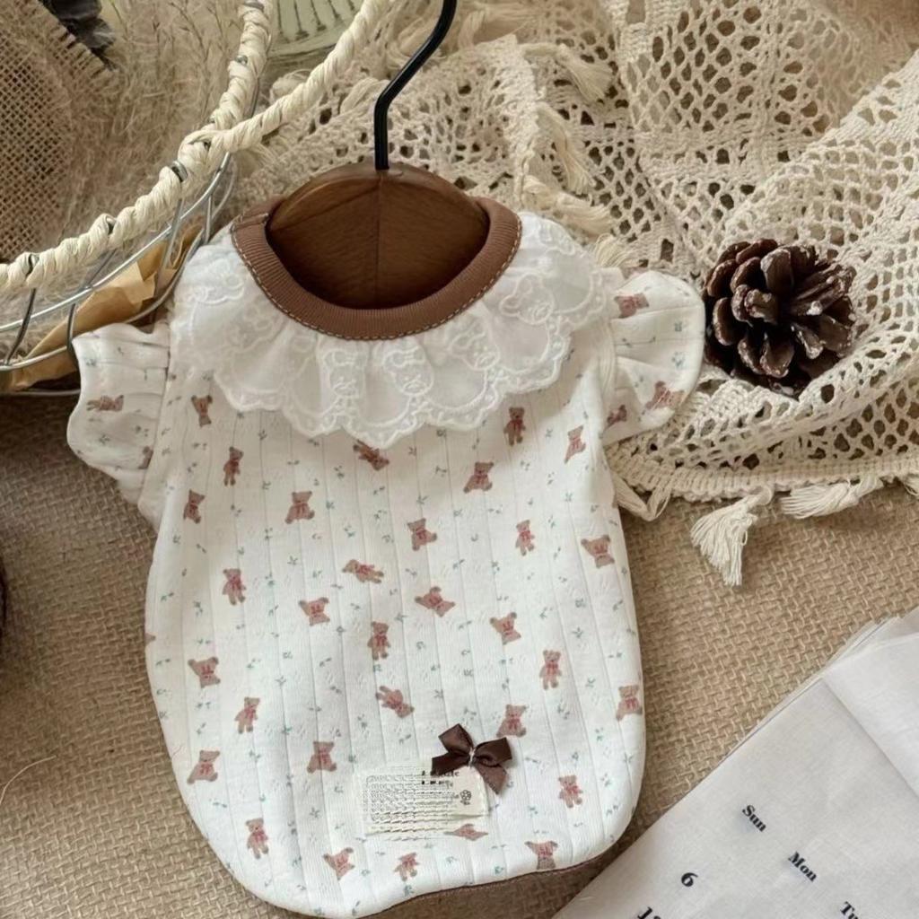 Dog clothes Small dog Spring summer Thin puppy Summer cute floral vest Pet Bigbear bipeg Walking dog