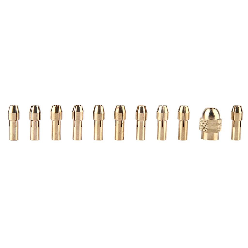 11pcs 4 jaw Copper Drill Chuck Collet Set for Mini Electric Grinder Rotate Tool 0.5 3.2mm