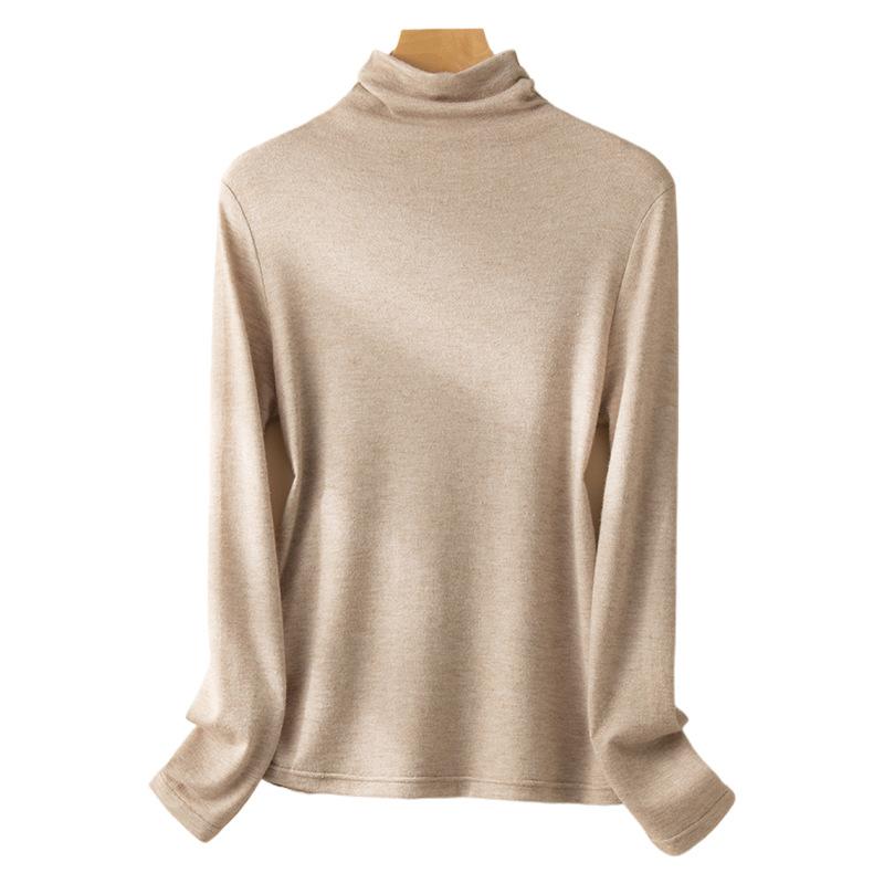 Bluse mit Stehkragen und Knopfleiste für Damen, Herbst und Winter, langärmlig, schmal geschnitten, dünn, einfarbig, mit hohem Kragen