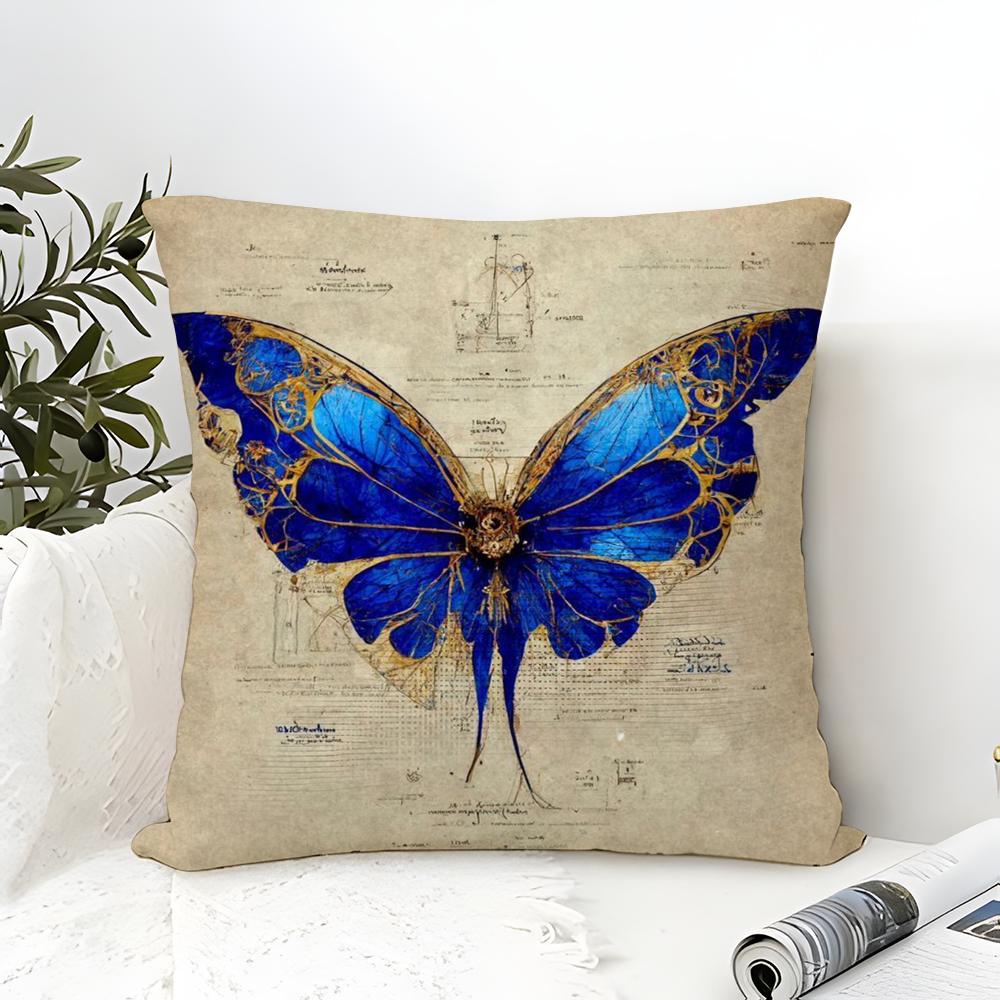 Natural Beautiful Floral And Butterfly Prints Pillow Case Linen Pillow Case Sofa Home Decor Cushion Cover Cushion Cove