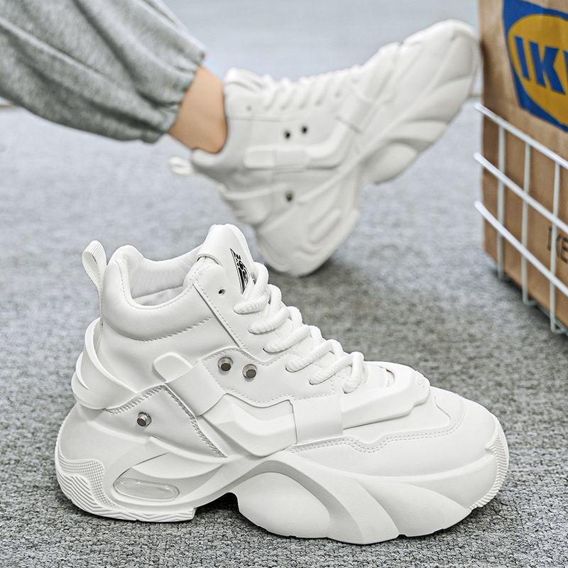 Men's Spring 2025 Breathable High-Top Dad Shoes with Thick Sole – Trendy and Versatile Height Enhancing Sneakers for Students