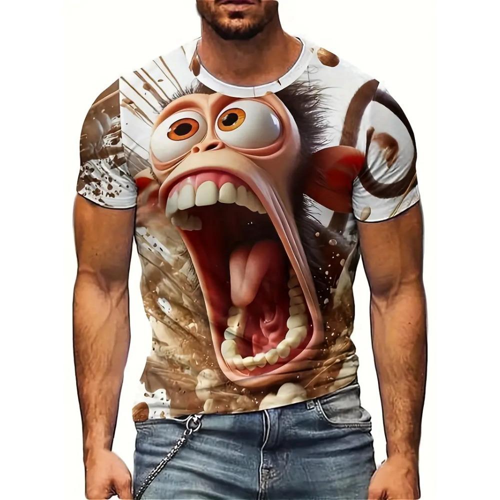 Summer Printed Funny Monkey Graphic T-shirt For Kids Causal Short Sleeve Boys Pullover T-shirts Top Girl Monkey Tee Shirt