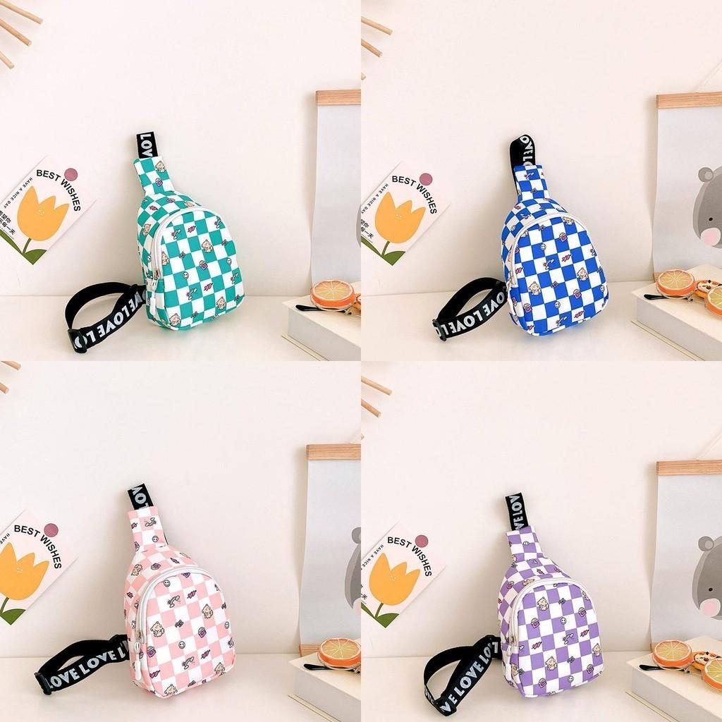 Adorable Cartoon Plaid Kids Chest Bag 2023 Fashionable Toddler Crossbody Bear Snack Bag