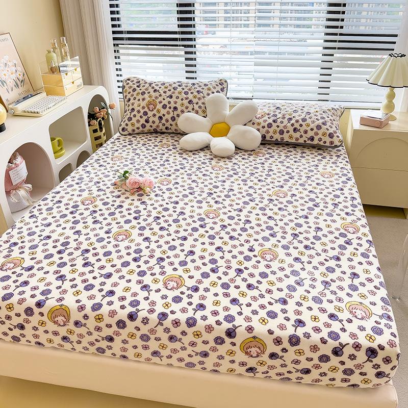 Class A New Thick Printed Milk Velvet Bed Sheet Student Dormitory Room Brushed Skin-friendly Mattress Bed Cover