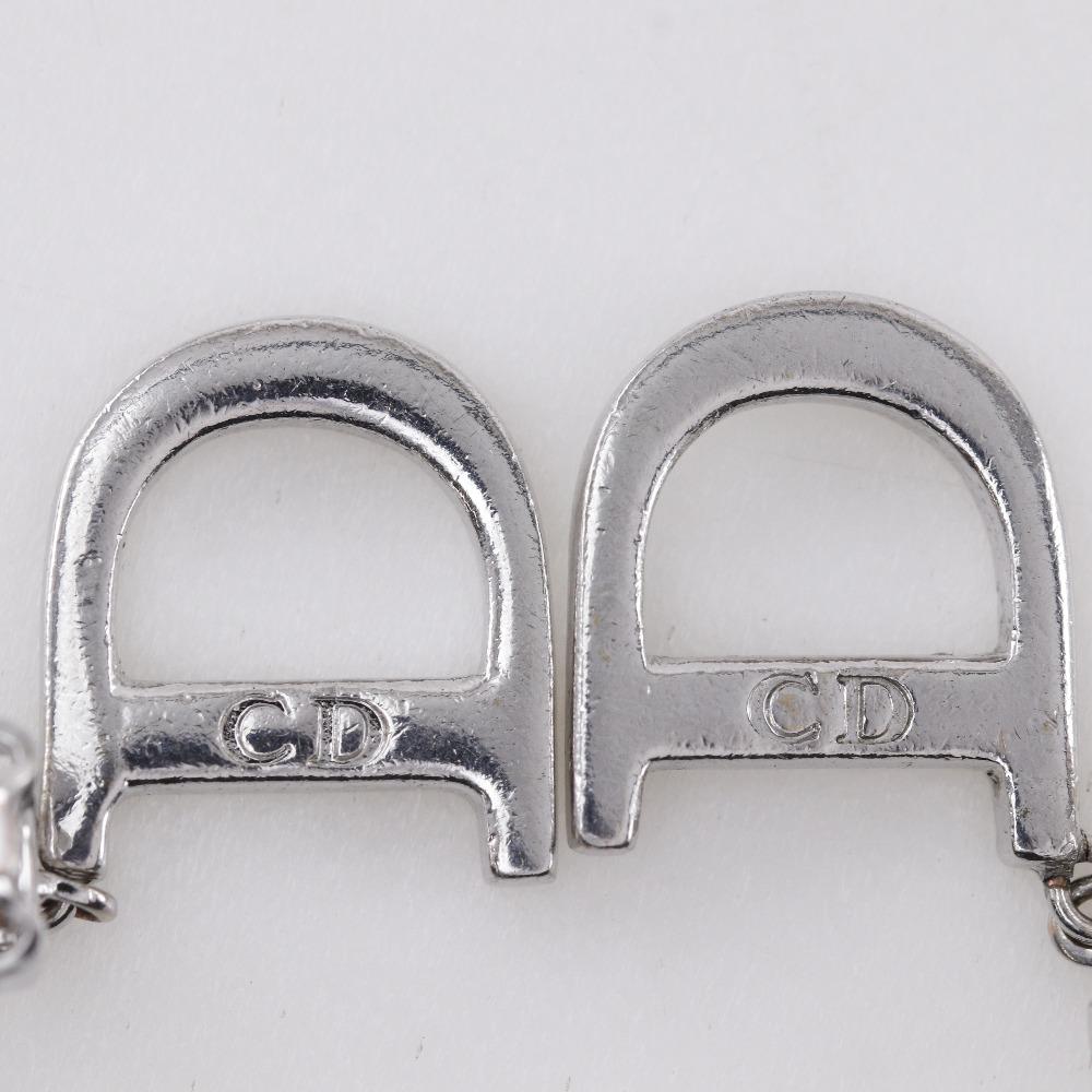 Dior CD Logo Earring Silver Metallic 5.5g Women Used