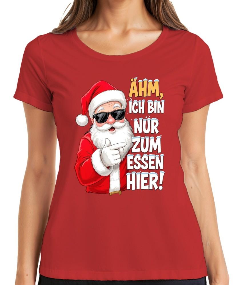 Um Im Just Here To Eat Santa Claus Funny Santa Claus Ladies Tshirt