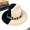 Top Hat Women'S Literary Retro Ethnic Style Jazz Hat Retro Decorative Lace-Up Men'S Denim Hat