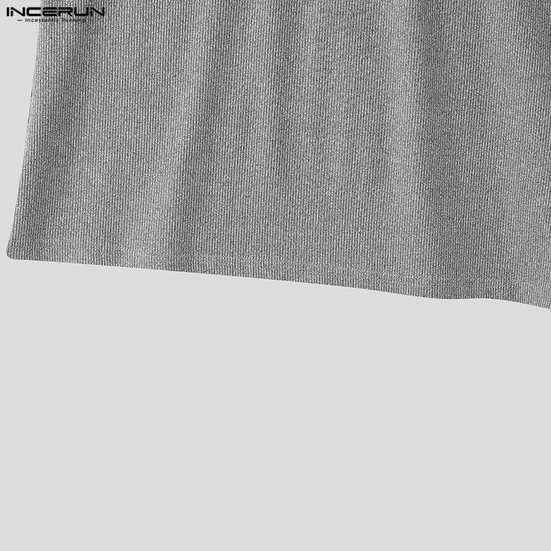 INCERUN Camisetas sin mangas casuales ajustadas con cremallera para hombre
