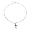 Punk Gothic Red Rose Vine Cross Pendant Necklace for Women Men Vintage Rock Cool Silver Color Cross Chain Party Jewelry Gifts